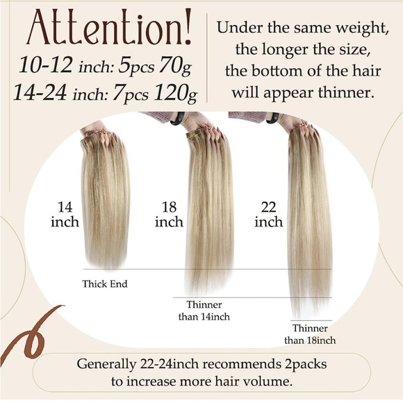 22 inch human hair extensions 7pcs 120g light brown with blonde highlights - Picture 6 of 14